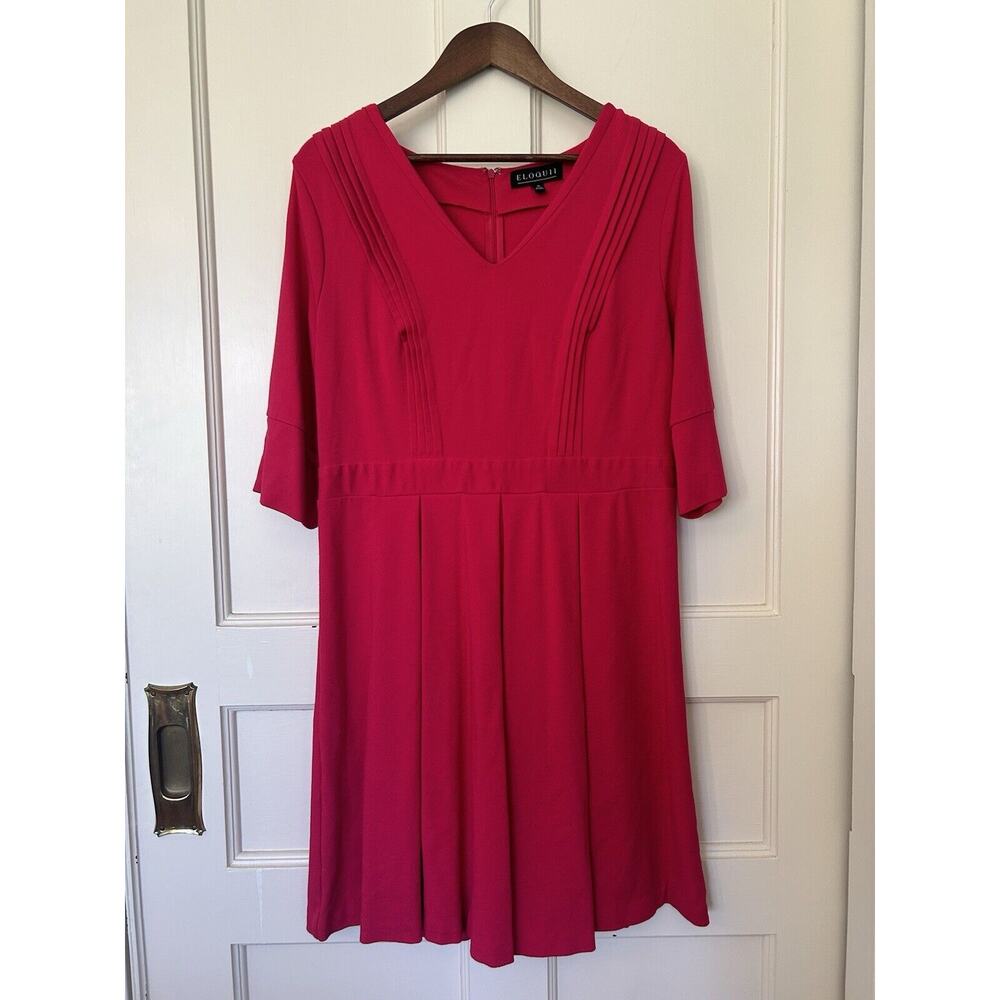 Eloquii Fit and Flare A-Line Dress Womens Size 16 Pink Career Business Party